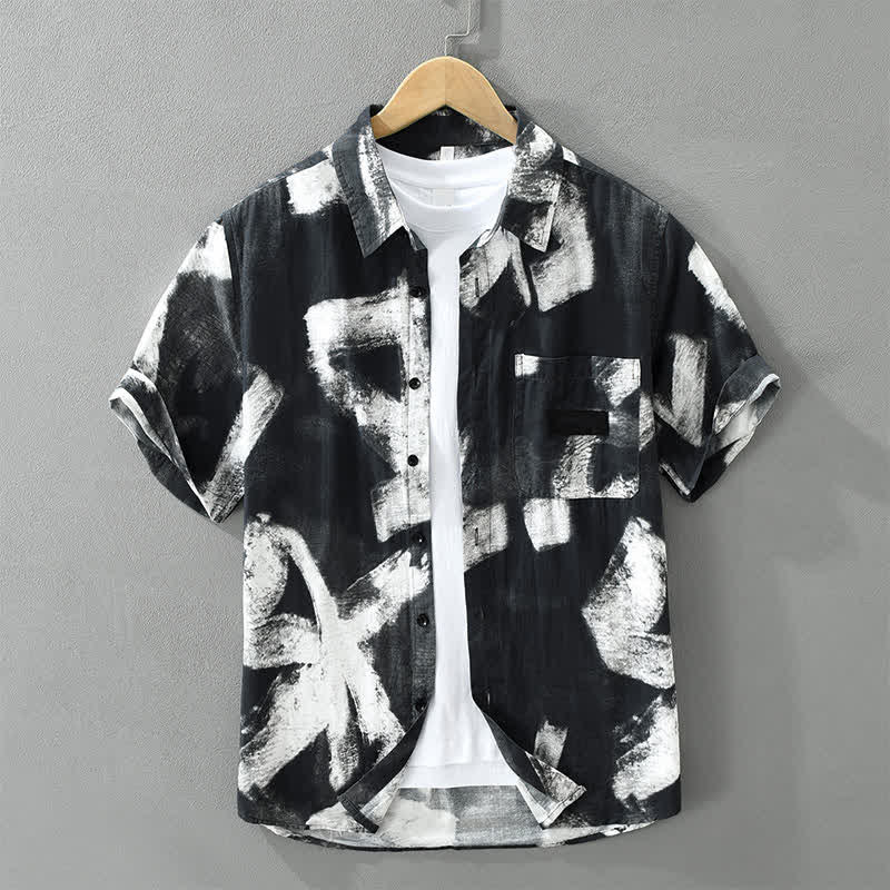 Buddha Stones Summer Casual Button-Up Abstract Men's Short Sleeve Shirts With Pocket - Black - US/UK/AU42, EU52 (3XL) - image 9