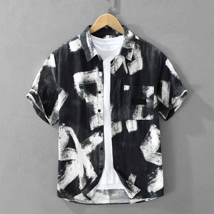 Buddha Stones Summer Casual Button-Up Abstract Men's Short Sleeve Shirts With Pocket - Black - US/UK/AU42, EU52 (3XL) - image 9