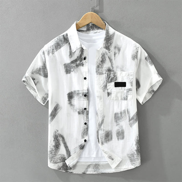 Buddha Stones Summer Casual Button-Up Abstract Men's Short Sleeve Shirts With Pocket - WhiteSmoke - US/UK/AU42, EU52 (3XL) - image 0