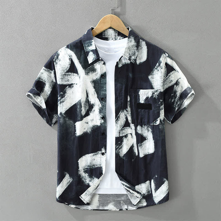 Buddha Stones Summer Casual Button-Up Abstract Men's Short Sleeve Shirts With Pocket - MidnightBlue - US/UK/AU42, EU52 (3XL) - image 10