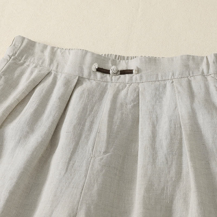 Buddha Stones Summer Casual Minimalist Solid Cropped Pants Pleated Women's Harem Pants With Pockets - image 2