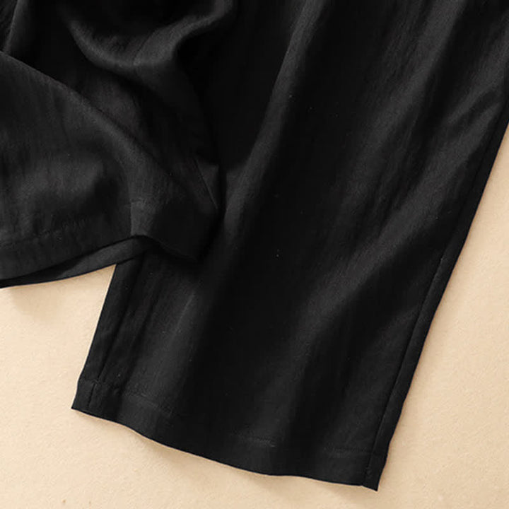 Buddha Stones Summer Casual Minimalist Drawstring Solid Long Pants Women's Tapered Pants With Pockets - image 9