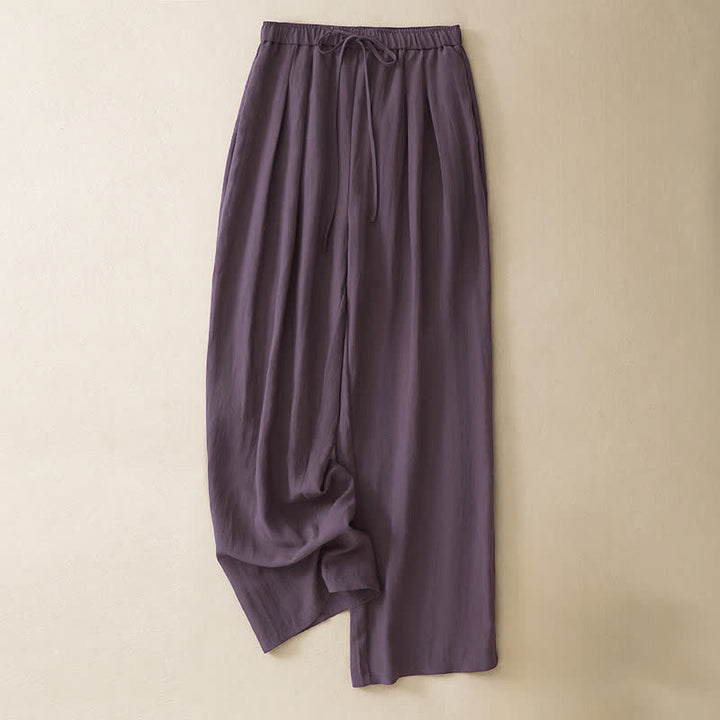 Buddha Stones Summer Casual Minimalist Drawstring Solid Long Pants Women's Tapered Pants With Pockets - Purple - US8-10, UK/AU12-14, EU40-42 (2XL) - image 0