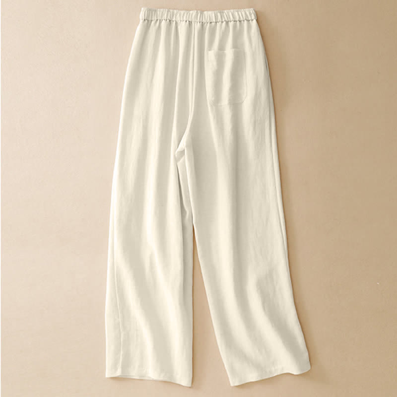 Buddha Stones Summer Casual Minimalist Drawstring Solid Long Pants Women's Tapered Pants With Pockets - image 11