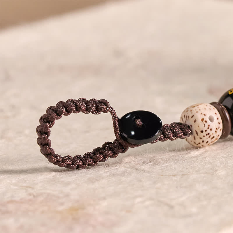 Buddha Stones Hand Carved Wooden Cat Om Mani Padme Hum Peace Keychains - image 8