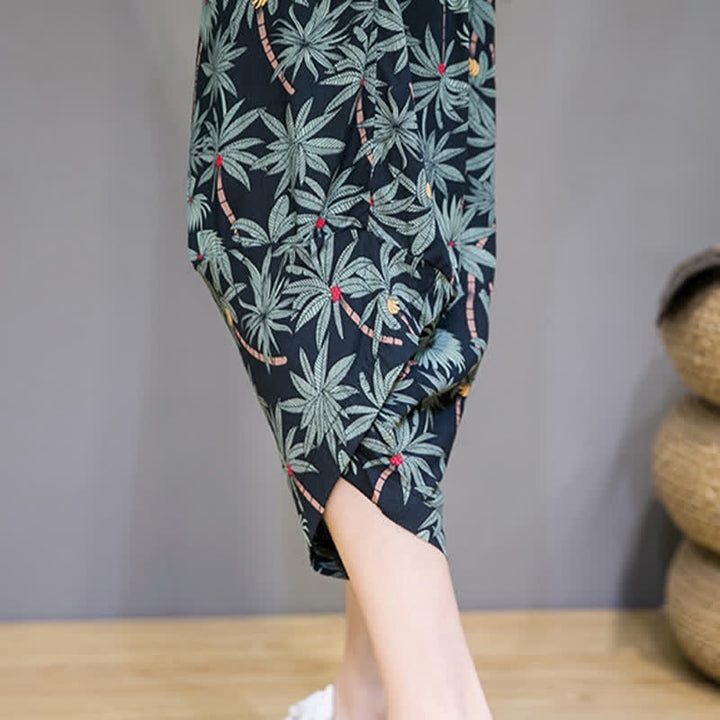 Buddha Stones Summer Boho Casual Drawstring Floral Capri Pants Men's Harem Pants With Pocket - image 11