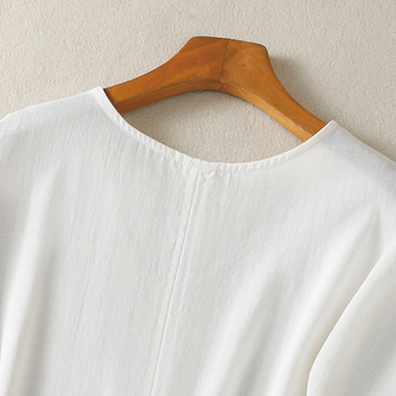 Buddha Stones Summer Casual Minimalist Solid V-Neck Women's Short Sleeve T-Shirts - image 14