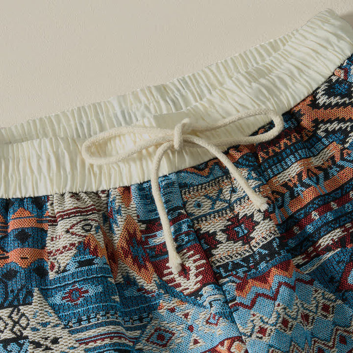 Buddha Stones Summer Casual Boho Drawstring Geometric Men's Shorts With Pockets - image 3