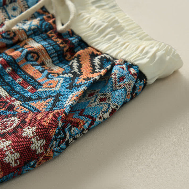 Buddha Stones Summer Casual Boho Drawstring Geometric Men's Shorts With Pockets - image 6