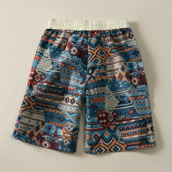 Buddha Stones Summer Casual Boho Drawstring Geometric Men's Cropped Pants With Pockets - image 2