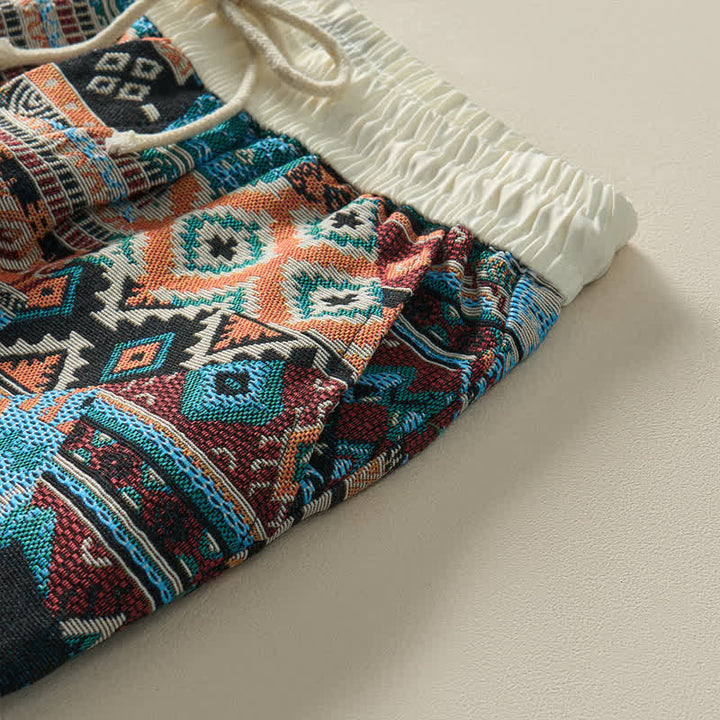 Buddha Stones Summer Casual Boho Drawstring Geometric Men's Shorts With Pockets - image 7