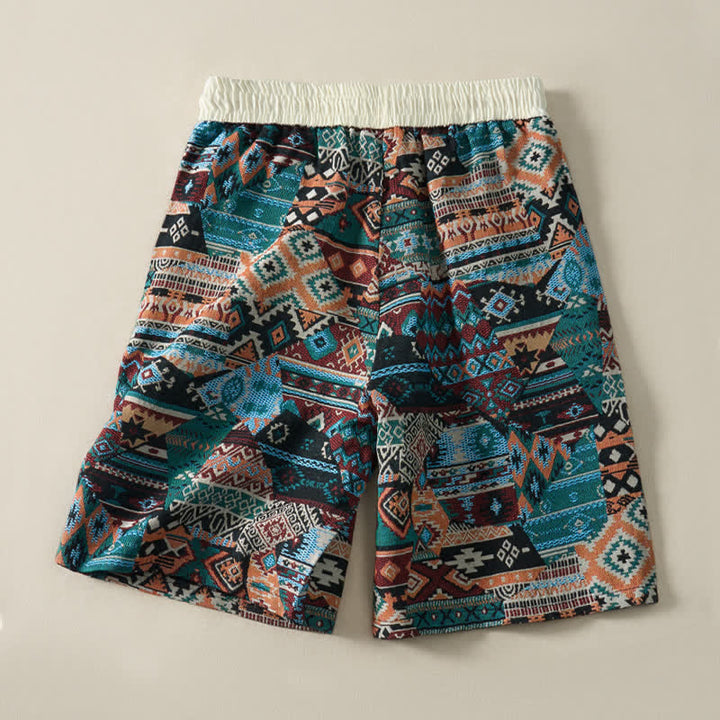 Buddha Stones Summer Casual Boho Drawstring Geometric Men's Shorts With Pockets - image 10
