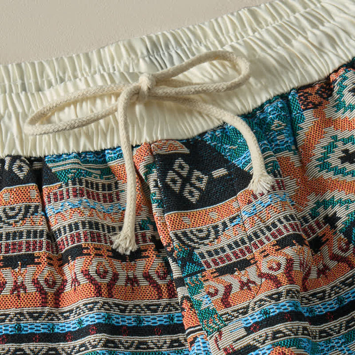 Buddha Stones Summer Casual Boho Drawstring Geometric Men's Shorts With Pockets - image 11