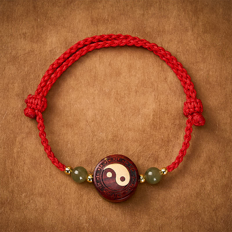 Buddha Stones Purple Sandalwood Jade YinYang Balance Red String Bracelet - YinYang(Balance ♥ Harmony) - image 0
