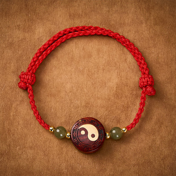 Buddha Stones Purple Sandalwood Jade YinYang Balance Red String Bracelet - YinYang(Balance ♥ Harmony) - image 0