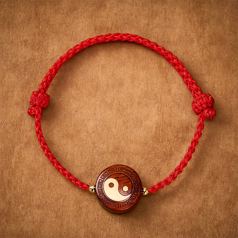 Buddha Stones Purple Sandalwood Yin Yang Protection Red String Bracelet - Yin Yang(Balance ♥ Harmony) - image 0