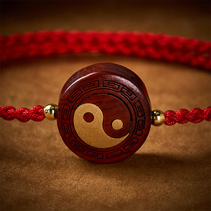 Buddha Stones Purple Sandalwood Yin Yang Protection Red String Bracelet - image 4