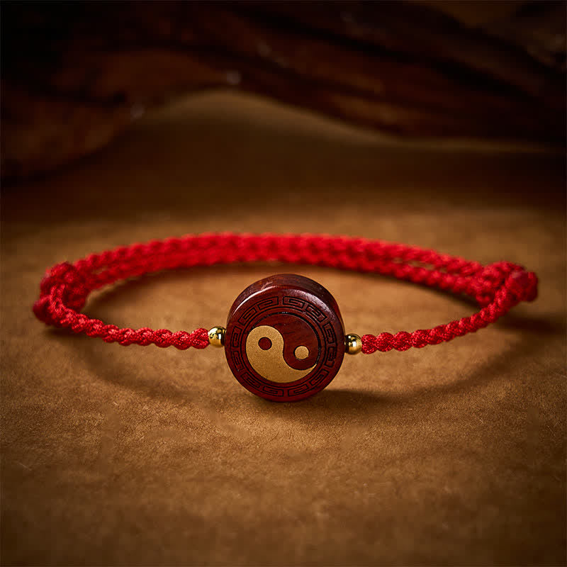 Buddha Stones Purple Sandalwood Yin Yang Protection Red String Bracelet - image 2