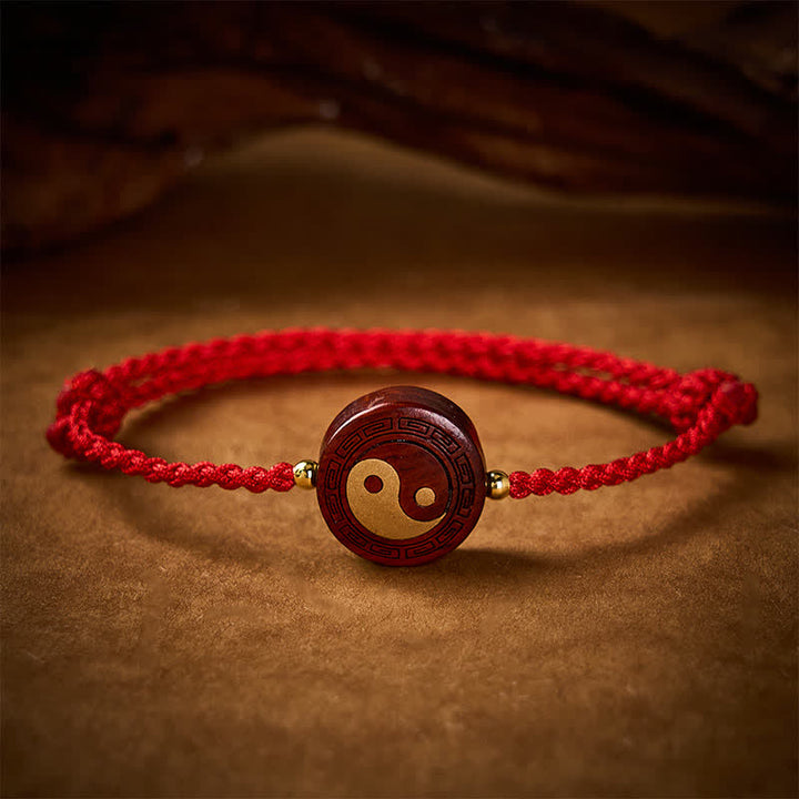 Buddha Stones Purple Sandalwood Yin Yang Protection Red String Bracelet - image 2