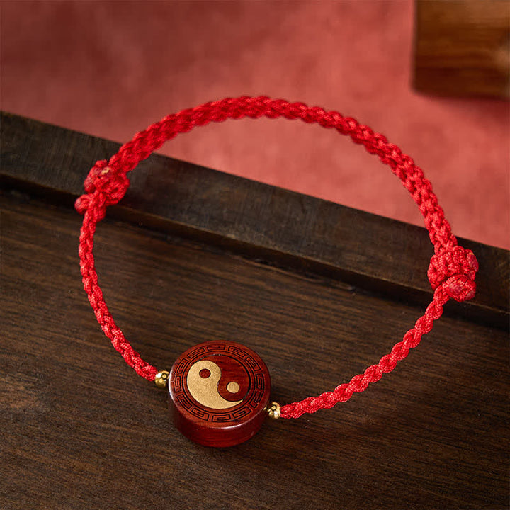 Buddha Stones Purple Sandalwood Yin Yang Protection Red String Bracelet - image 1