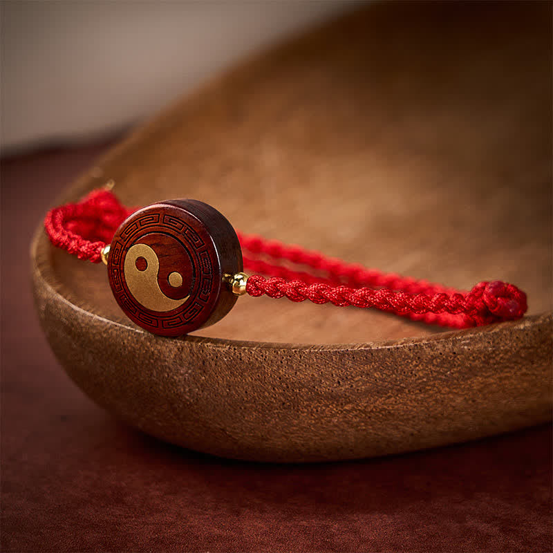 Buddha Stones Purple Sandalwood Yin Yang Protection Red String Bracelet - image 3