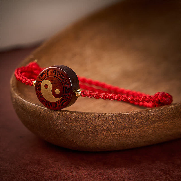 Buddha Stones Purple Sandalwood Yin Yang Protection Red String Bracelet - image 3