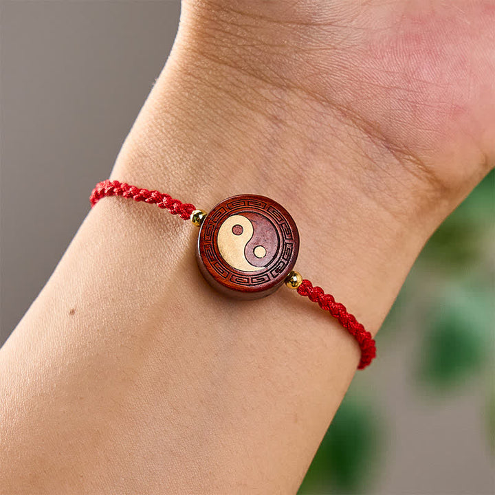 Buddha Stones Purple Sandalwood Yin Yang Protection Red String Bracelet - image 7