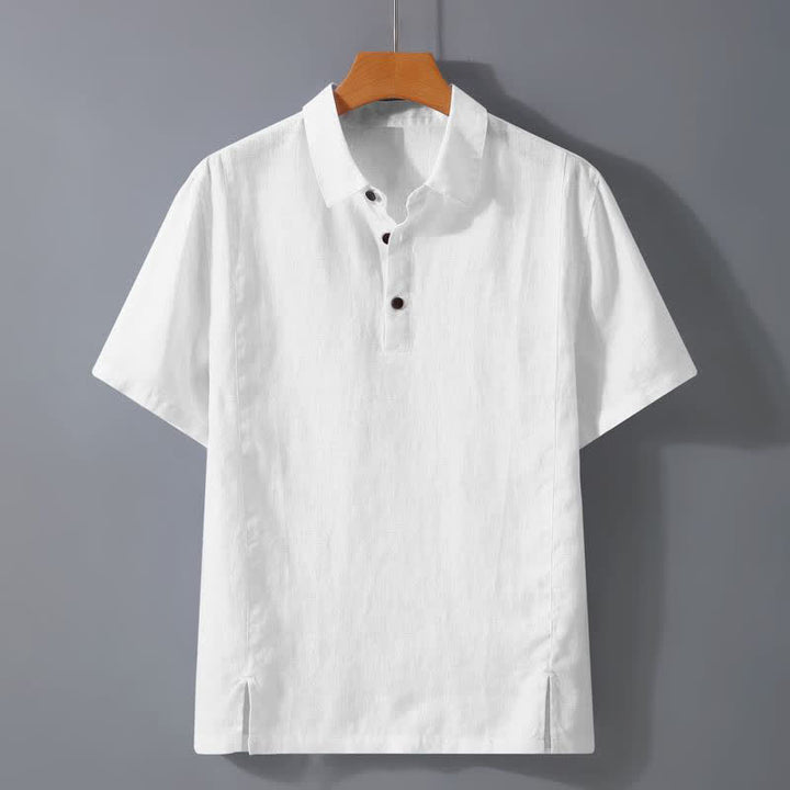 Buddha Stones Summer Casual Minimalist Button-Up Solid Men's Short Sleeve Shirts - White - US/UK/AU44, EU54 (4XL) - image 5