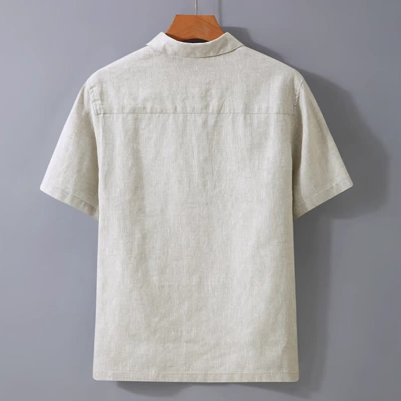 Buddha Stones Summer Casual Minimalist Button-Up Solid Men's Short Sleeve Shirts - image 1