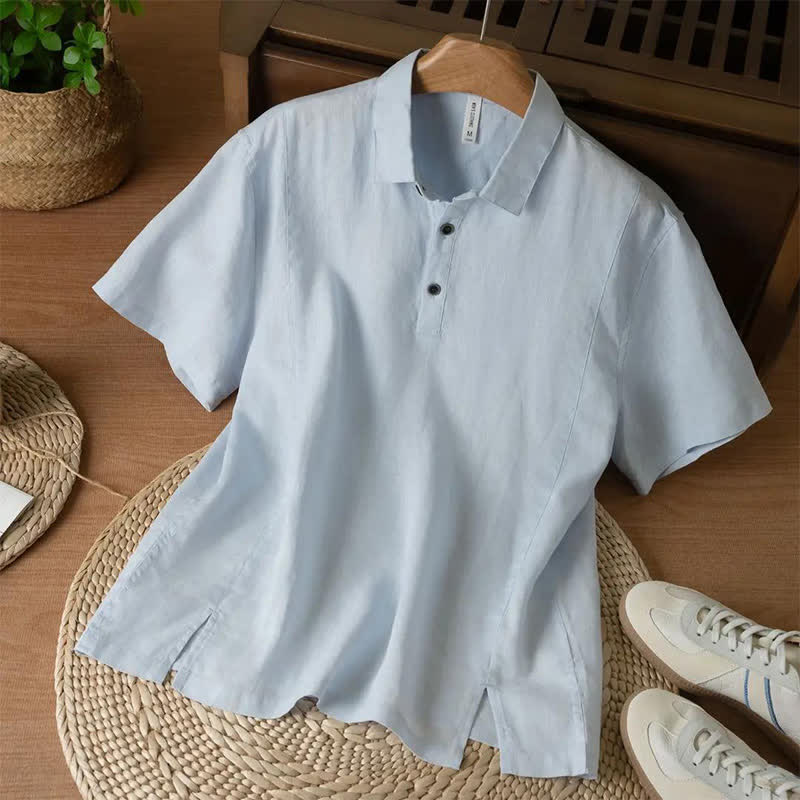 Buddha Stones Summer Casual Minimalist Button-Up Solid Men's Short Sleeve Shirts - LightBlue - US/UK/AU44, EU54 (4XL) - image 4