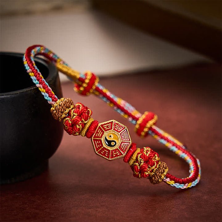 Buddha Stones Protection Colorful String Bagua Chinese Coin Hand-Woven Tibetan Braided Bracelet - image 2
