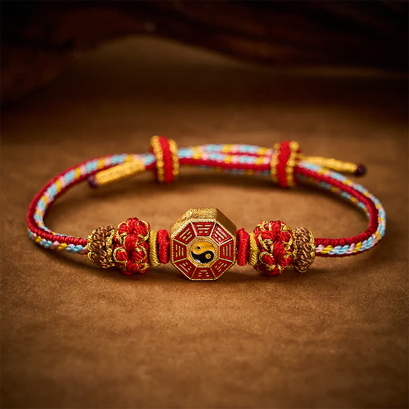 Buddha Stones Protection Colorful String Bagua Chinese Coin Hand-Woven Tibetan Braided Bracelet - image 3