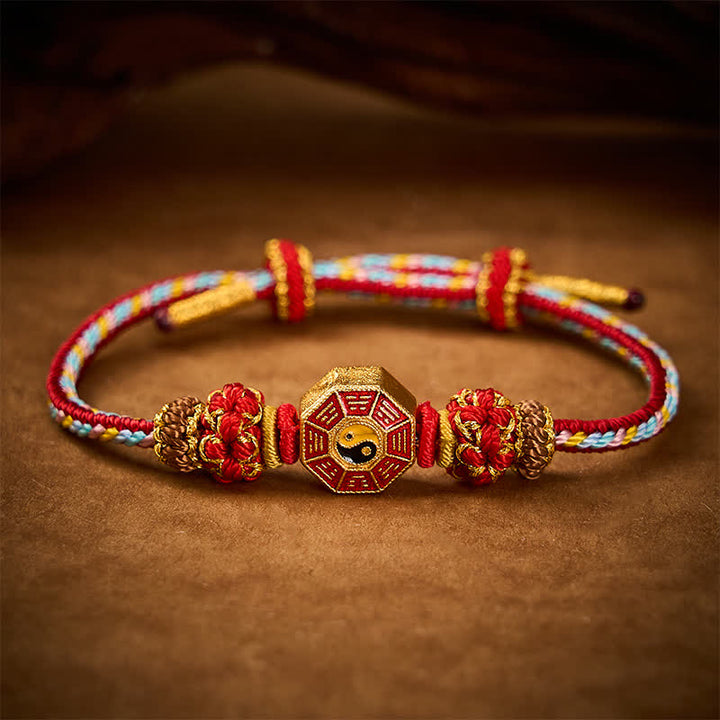 Buddha Stones Protection Colorful String Bagua Chinese Coin Hand-Woven Tibetan Braided Bracelet - image 3