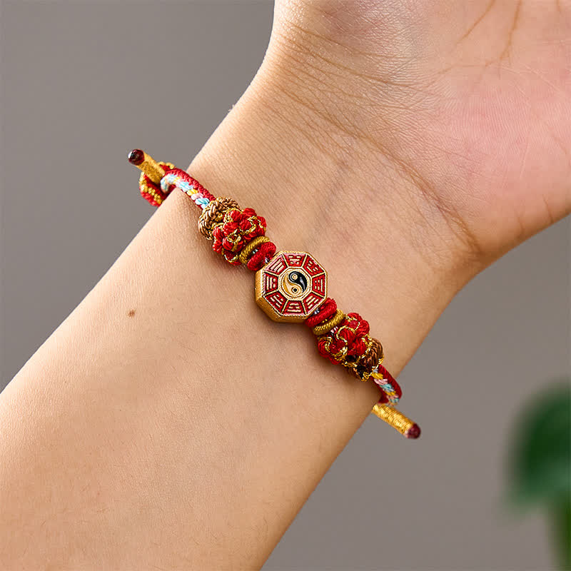 Buddha Stones Protection Colorful String Bagua Chinese Coin Hand-Woven Tibetan Braided Bracelet - image 4