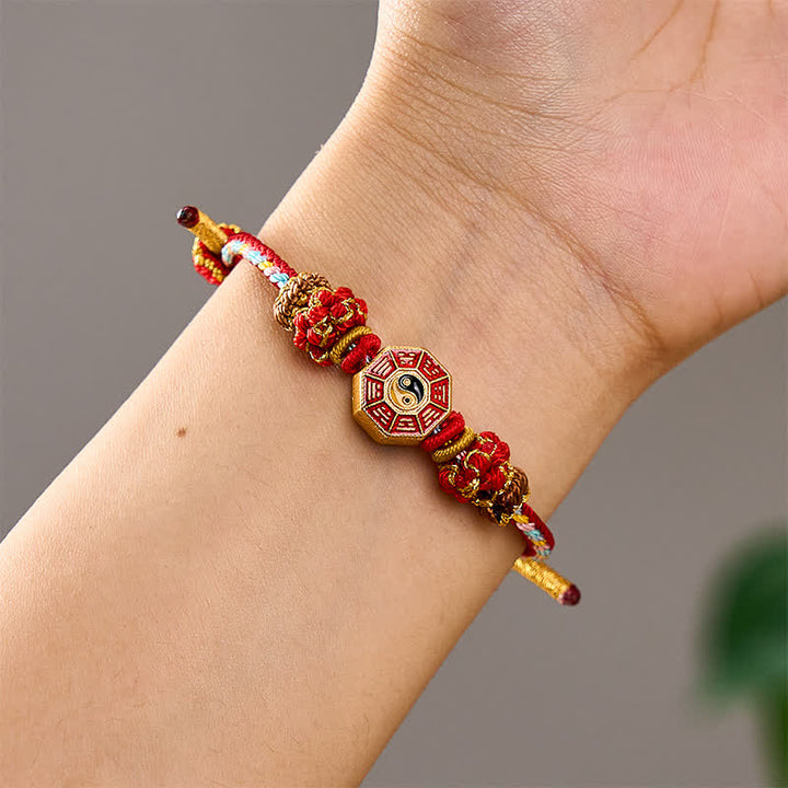 Buddha Stones Protection Colorful String Bagua Chinese Coin Hand-Woven Tibetan Braided Bracelet - image 4