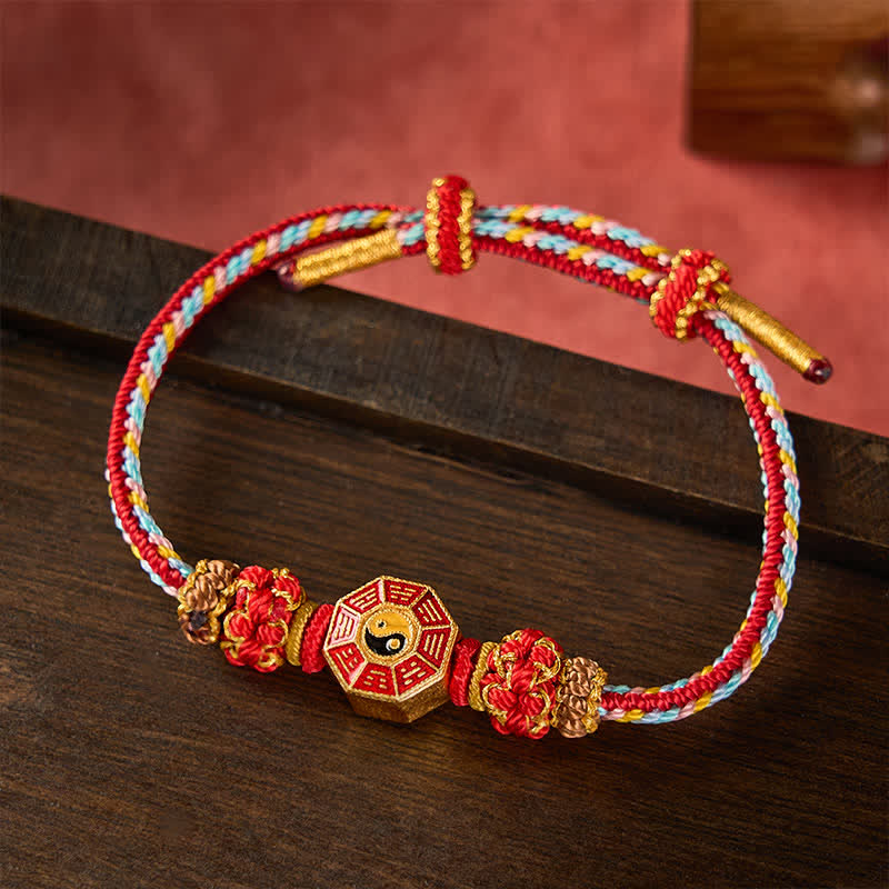 Buddha Stones Protection Colorful String Bagua Chinese Coin Hand-Woven Tibetan Braided Bracelet - image 1