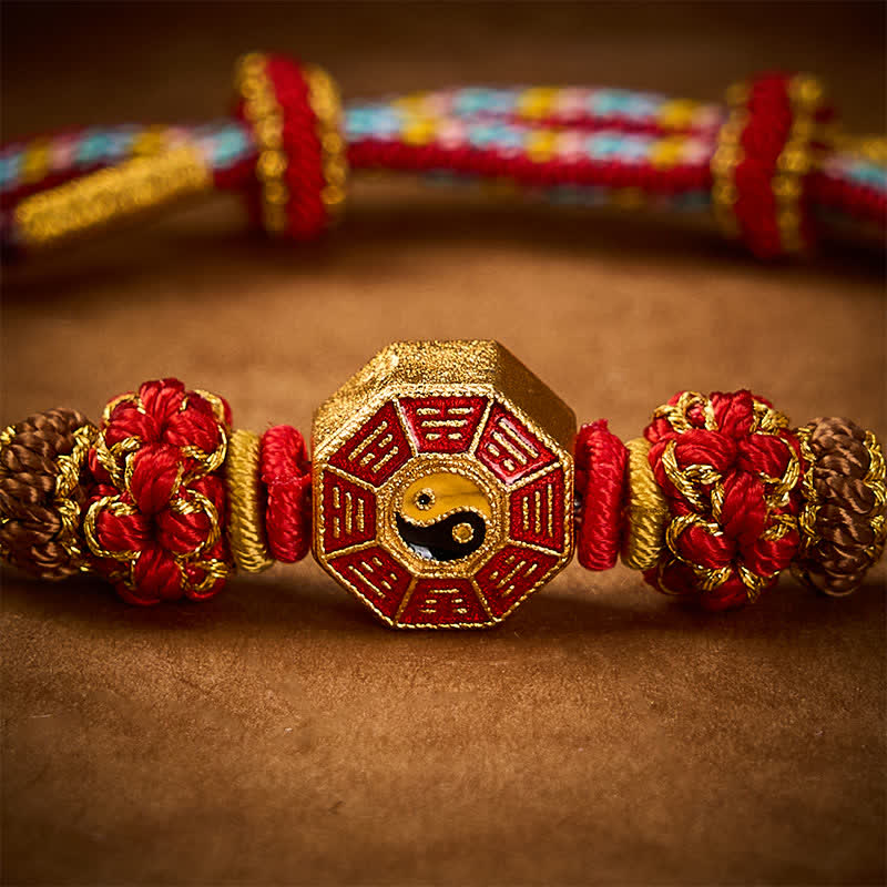 Buddha Stones Protection Colorful String Bagua Chinese Coin Hand-Woven Tibetan Braided Bracelet - image 5
