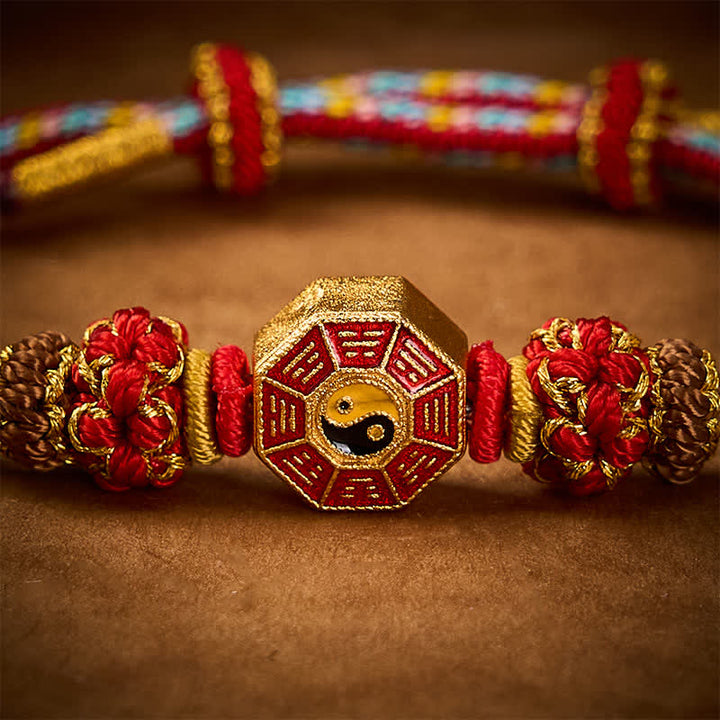 Buddha Stones Protection Colorful String Bagua Chinese Coin Hand-Woven Tibetan Braided Bracelet - image 5