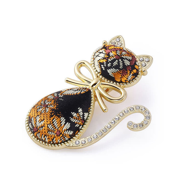 Buddha Stones Song Brocade Cat Gold Plated Rhinestone Chinese Style Hair Stick - Black (Same Color Tone – Pattern Varies) - image 2