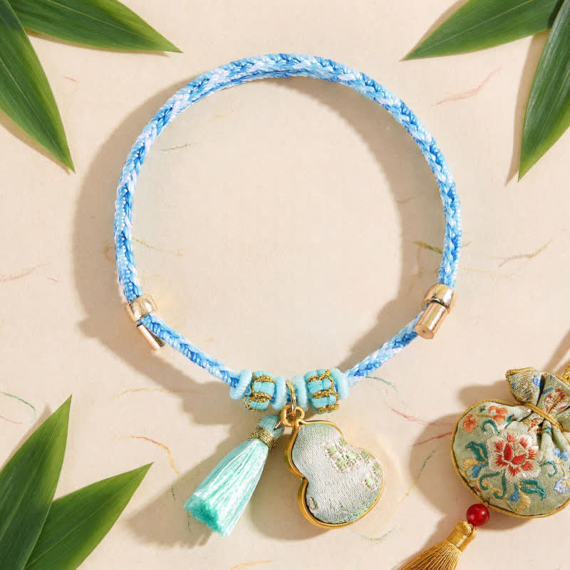 Buddha Stones Five Color Red String Song Brocade Gourd Protection Bracelet - Blue (Same Color Tone – Pattern Varies) - image 1