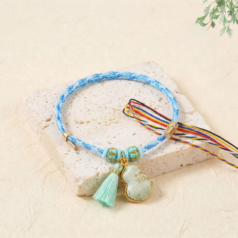 Buddha Stones Five Color Red String Song Brocade Gourd Protection Bracelet - image 2