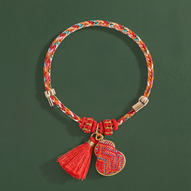 Buddha Stones Five Color Red String Song Brocade Gourd Protection Bracelet - Red (Same Color Tone – Pattern Varies) - image 0