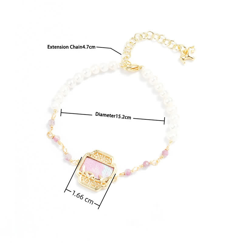 Buddha Stones Pearl Purity Song Brocade Charm Neo Chinese Bracelet - image 2