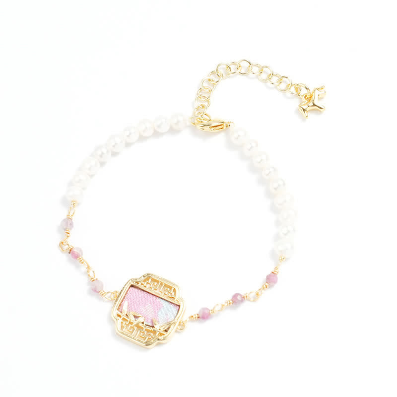 Buddha Stones Pearl Purity Song Brocade Charm Neo Chinese Bracelet - Song Brocade (Same Color Tone – Pattern Varies) - image 0