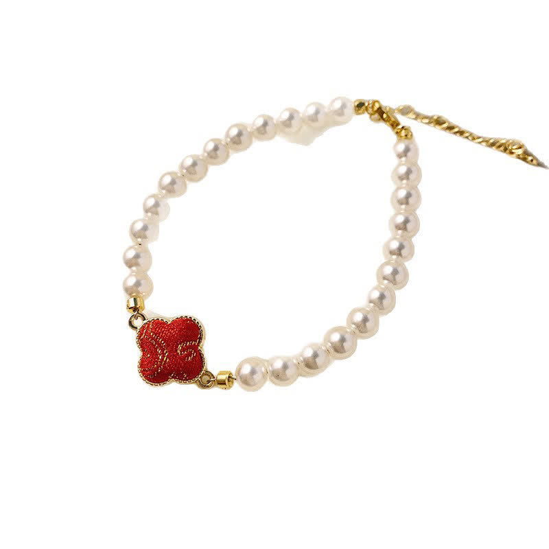 Buddha Stones Pearl Song Brocade Clover Purity New Chinese Bracelet - image 1