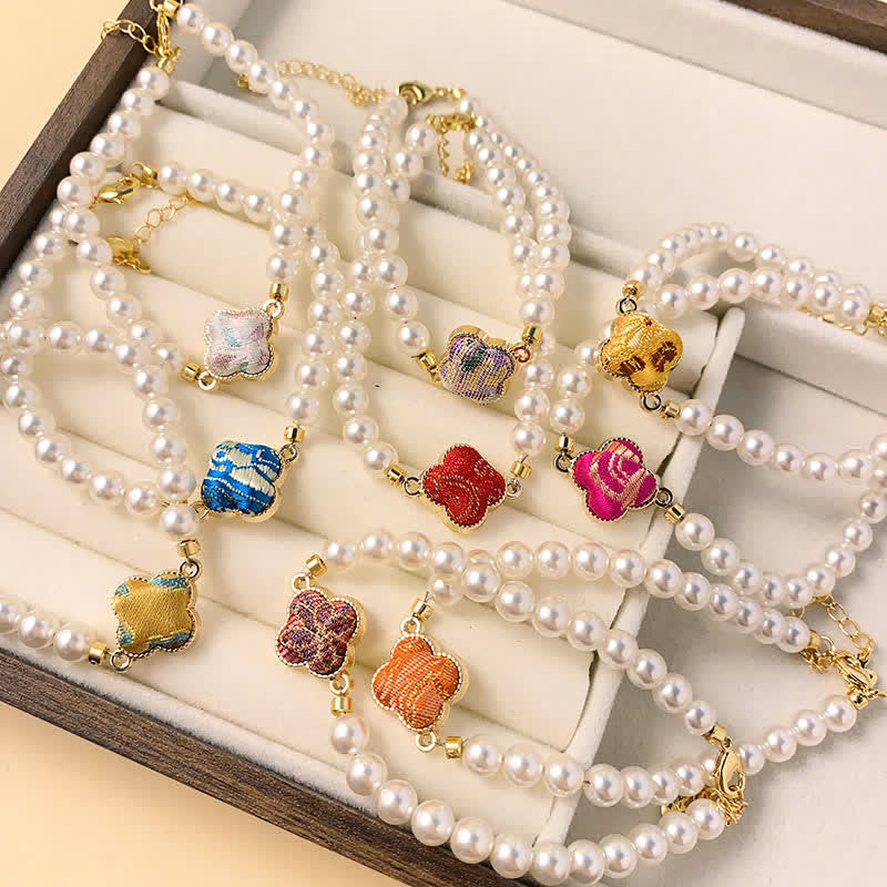 Buddha Stones Pearl Song Brocade Clover Purity New Chinese Bracelet - image 14