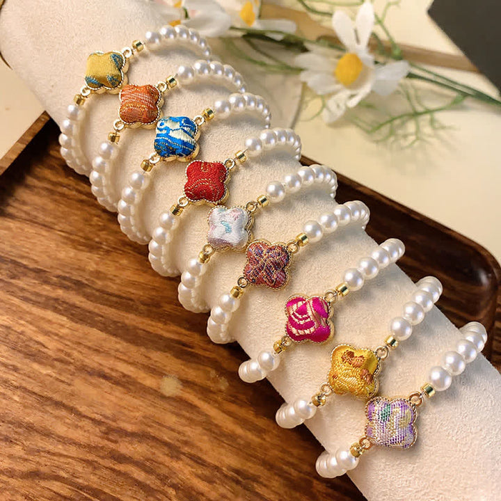 Buddha Stones Pearl Song Brocade Clover Purity New Chinese Bracelet - image 12