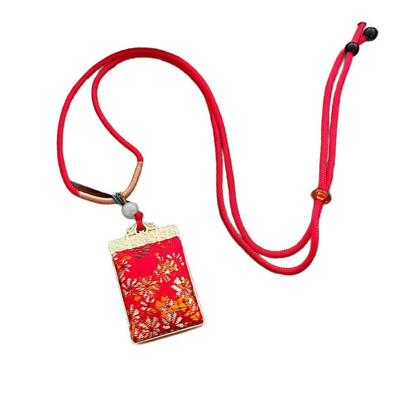 Buddha Stones Song Brocade Floral Pattern Harmony Braided Rectangle Necklace - image 6
