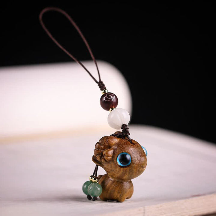Buddha Stones Green Sandalwood Sheep Luck Hand Carved Keychains - Phone Hanging Decoration - Green Sandalwood (Calm Energy ♥ Spiritual Balance) - image 11