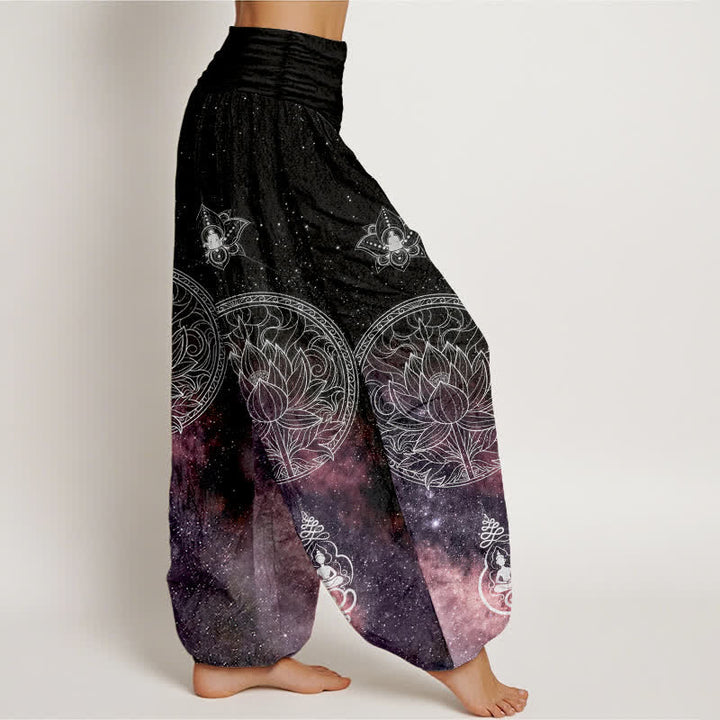 Buddha Stones Cotton Celestial Lotus Mandala Pattern Women's Elastic Waist Harem Pants - image 7